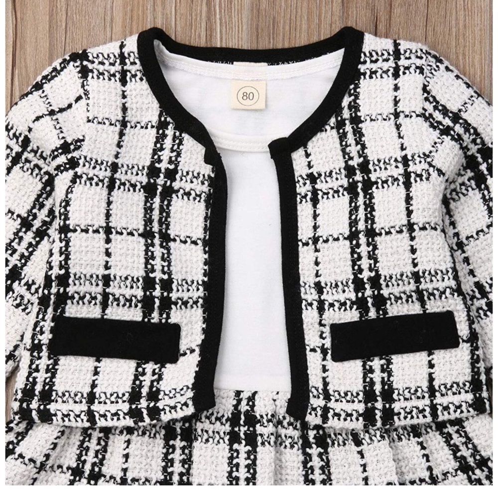 Toddler Girl Plaid Coat & Dress Matching Outfits - Picture 7 of 9